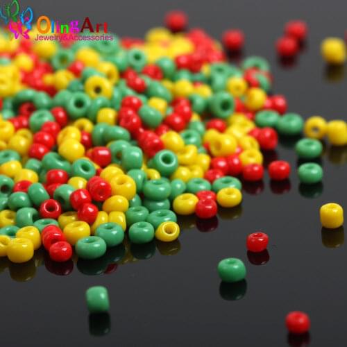OlingArt 2MM Christmas opaque Green/Red/Yellow Spaced Glass Seed beads 25g/lot necklace Bracelet choker DIY Jewelry Making