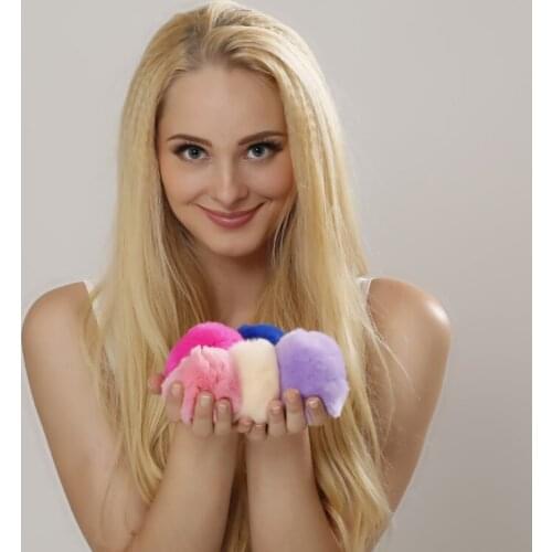 Wholesale Real Rex Rabbit Fur Very Soft Fluffy Pom Poms ball for Key Chain Purse Bag Car Pendants Charms Accessories 15 Color