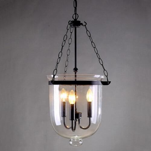 American Country Black/Rust Color Clear Glass Foyer Pendant Light Retro Dining Room Decoration Light D250MM/350MM