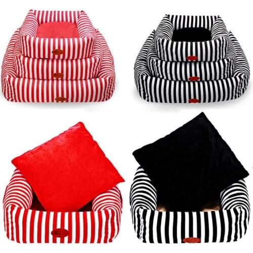 Stripe Pet Bed Winter Warm Dog Soft Material Nest Dog Baskets Fall Sofa Kennel Pupp Cats House For Large Dogs Dropshipping