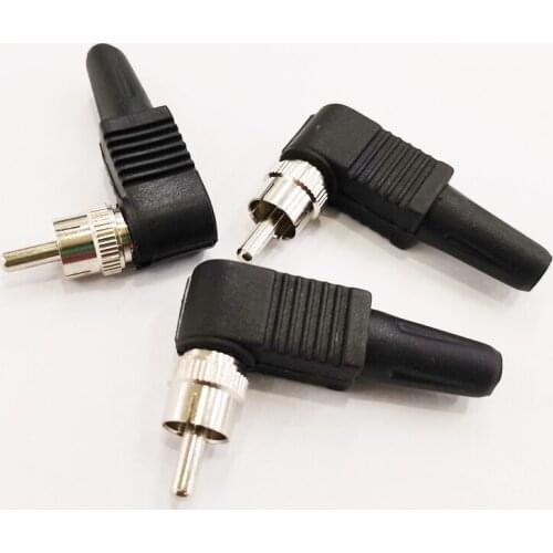NCHTEK RCA Male Plug Right Angled Solderless Solder-less Cable Adapter Connector For CCTV Audio. plastic/Free shipping/6PCS