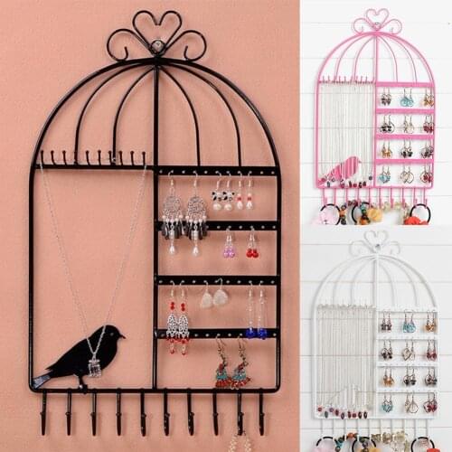 Birdcage Shape Earrings Necklace Ear Studs Jewelry Display Rack Metal Stand Holder Display Shelf Jewelry Stand Holder