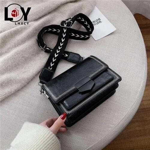 LHXCY Vintage Pu Leather Clamshell Purses And Handbags High Quality Zipper Buckle Crossbody Bags Fashion Soft Travel Shoulder Ba