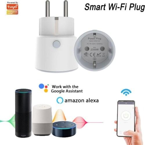 10A Mini Tuya Wifi Smart Power Socket Wireless Switch APP Remote Control Timer Electrical Plug Outlet with Alexa&Google Home