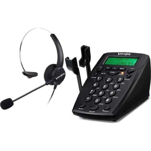 VoiceJoy Call Center Dialpad Headset Telephone with Tone Dial Key Pad telephone with Green Back light, Recording fucntions