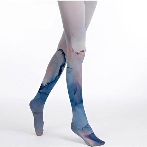 Blue Gradient Print Women Pantyhose Dropship And Bulk