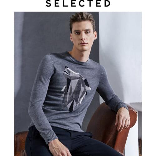 SELECTED Autumn Woolen Knit Animal Pattern Pullover Round Neckline Sweater Clothes S | 419424550