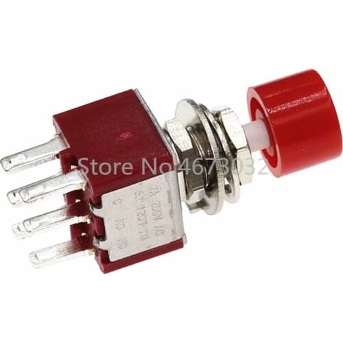 10pcs Red 6 Pins SPDT Momentary AC 2A/250V 5A/120V Push Button Pushbutton Switch 1 NO 1 NC