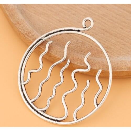 10pcs/Lot Large Tibetan Silver Wave Round Charms Pendants for Necklace Jewelry Making Findings Accessories