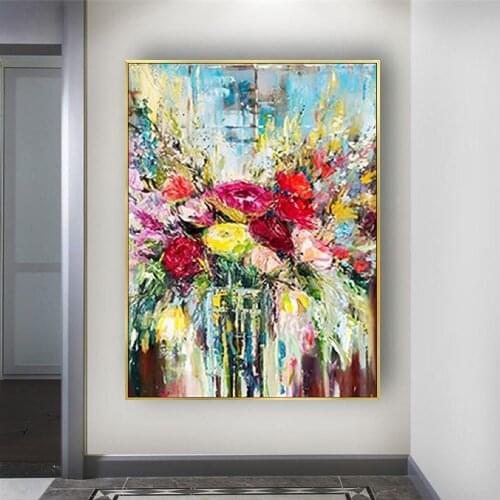 100% Hand Colorful Flowr new painting on canvas Art wall picture Artwork for living room home decor no Framed painting picture