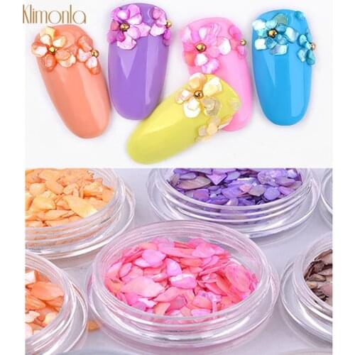 12pcs/set 3D Natural Shell Nail Art Rhinestone Colorful Nail Decoration Tips Glitter DIY Beauty Nail Decals Manicure Tools