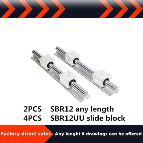 2Set SBR12 1200 1300 1400 1500 2000mm Fully Supported Linear Rail Slide Shaft Rod With 4Pcs SBR12UU Bearing Block cnc parts