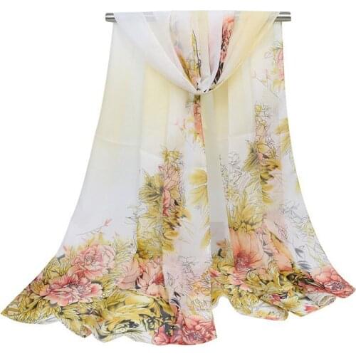 2020 NEW flower floral Breathable chiffon scarf silk square hijab cool shawl ladies foulard femme Scarves hair bufanda mujer
