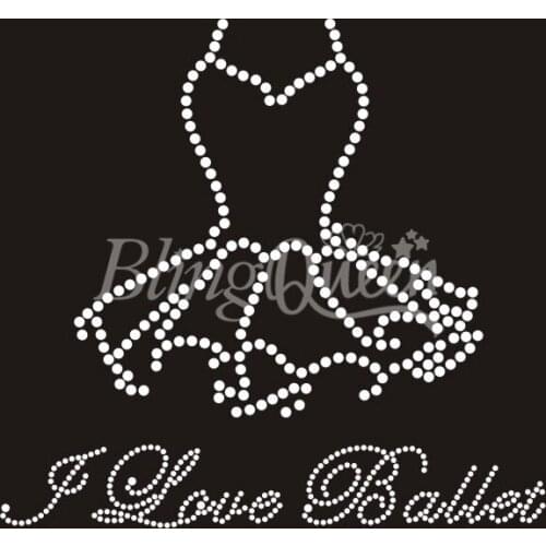 BlingQueen 25PCS/LOT I Love Ballet Crystal Rhinestone Iron On Transfers Designs
