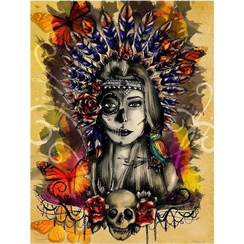 5D Diamond Painting halloween skull girl Full Square Round Drill Diamond Mosaic Cross Stitch Needlework DIY Home Decor L592