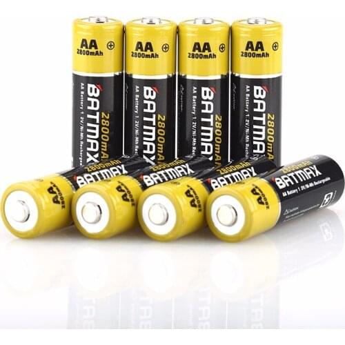 8 Pcs High-Capacity 2800mAh AA NiMH Rechargeable Batteries battery AKKU + Battery case