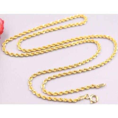 Au750 Pure 18K Yellow Gold Women Necklace Rope Chain 17.7inch 2mmW 2.6-3g / Spring Clasp GUARANTEED PURE 18K Gold