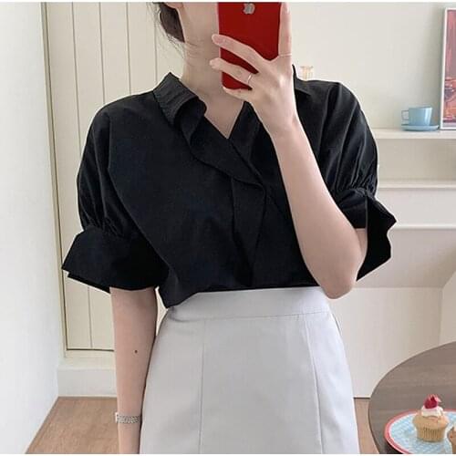 BETHQUENOY Poleras Mujer Short Sleeves Shirts Women Oversize Blouse Chemise Femme Fashion Ladies Tops 2021 Summer Woman Clothes