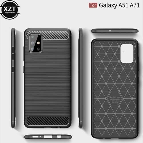 Phone Case For Samsung Galaxy A71 A51 Case Carbon Fiber Cover NON-SLIP Shockproof Durable Flex Bumper Thin Soft Shell