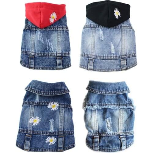 Jeans Pet Dog Vest Shirts Clothes Summer Puppy Cat Hole Denim T-shirt Casual Cowboy Jacket For Small Dogs Chihuahua Coat Costume