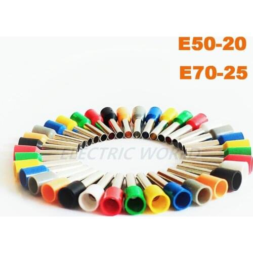 E50-20 E70-25 Tube Insulated cord end terminals Cable Connector wire terminals Insulating Crimp wire Connector E10-18