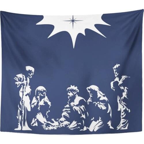 Tapestry Christmas Nativity Scene Bethlehem Star Wise Men Bible Tapestries Wall Hanging for Living Room Bedroom Dorm