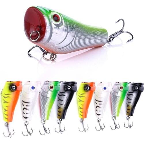 Hengjia 4pcs Floating Popper 5cm 7.4g Mini Fishing Lure Big Mouth Crank Bait Fishing Bait Artificial Bait Lure Pesca Cebo