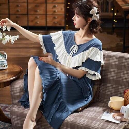 Cotton Comfort Sleepwear Nightdress For Women Short Sleeves Nightgowns Sleeping Dress Animal Cartoon Nightwear Homewear Clothes