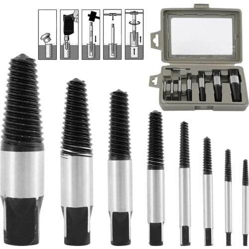 8pcs Screw Extractor Set Steel Broken Speed Out Damaged Screw Extractor Drill Bit Guide Set Remover Easy Out Tool Accessories