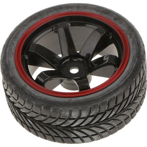 Set of 4 Rubber Racing Tire Tyre Wheel Rim Fit HSP HPI 1:10 RC on-Road Car