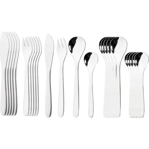 24Pcs/Set Silver Knife Spoon Fork Dinnerware Set 304 Stainless Steel Flatware Set Kitchen Cutlery Tableware Set Dishwasher safe