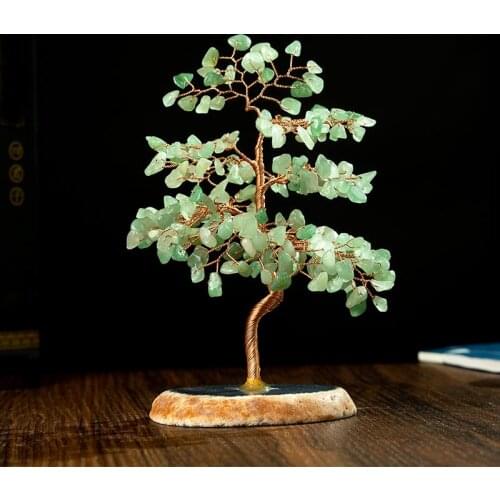 Natural Yellow Crystal Purple Crystal Powder Crystal Tourmaline Lucky Tree Agate Original Stone Base Home Shop Gift Decoration