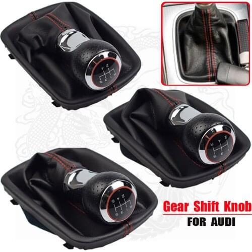 For AUDI A3 A4 A6 C5 4B 1997-2005 A8 5 6 Speed Car Leather Boot Gear Shift Knob Shifter Head Lever Cover Accessories