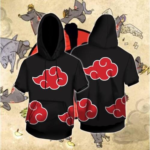 New Short Sleeve Akatsuki Coat Uchiha Itach cosplay costume Hoodie Cosplay Hooded Sweatshirt Jackets