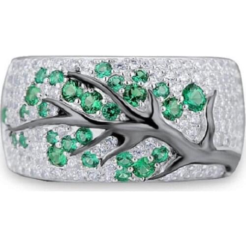 Factory Wholesale Creative New Fashion Silver Plated Tree Branch Multicolor Jewelry Rings For Woman Wedding Party Gifts