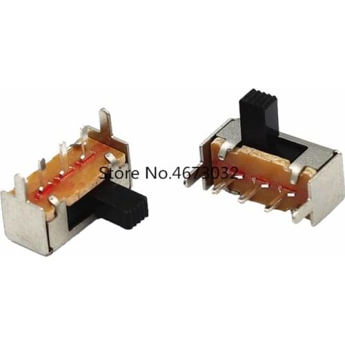 100Pcs Toggle Switches SK-12F14 Shank Length 4MM 1P2T Single Row Horizontal Type 2 Block Bent Leg Slide Switch