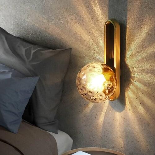 Nordic Luxury Wall Lamp E27 Glass Ball Loft Wall Lamp Living Room Bedroom Bathroom Mirror light Wall Lamps Bedside Wall Saconces