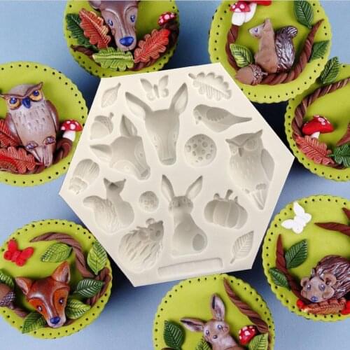 Forest Animal Silicone Mold DIY Cake Baking Decoration Chocolate Mold Kitchen Baking Tools Forest Rabbit Fawn Silicone Mold
