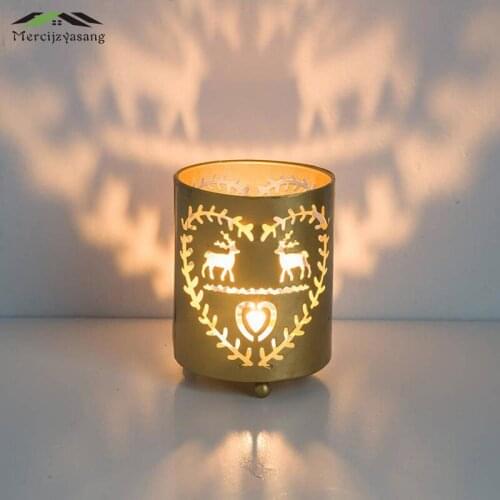 Nordic Candle Holder Table Metal Candlestick Geometric Romantic Gold Hollow Candle Holders for Wedding/Dinner Decoration GZT122
