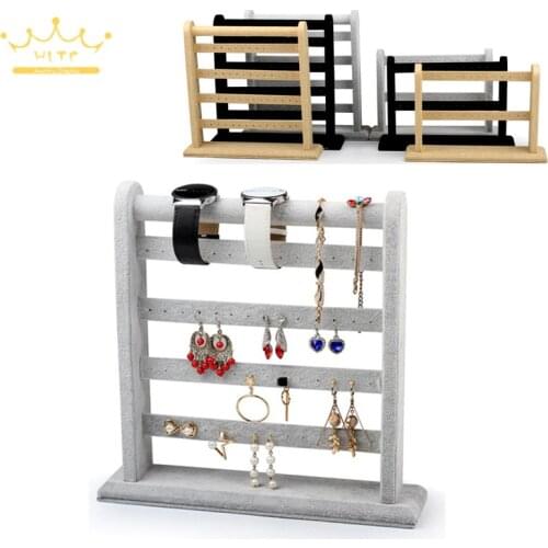 Earrings Display Stand Jewelry Display Stand Earring Holder Multilayer Velvet Earrings Rack Black Linen Earring Studs Organizer