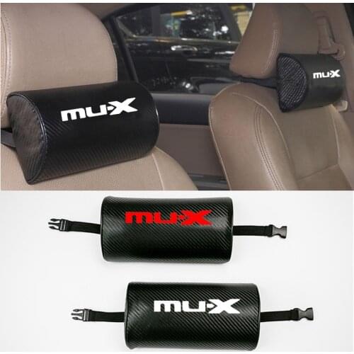 Carbon Fiber Texture PU leather For Isuzu Mux Car Seat Head Neck Rest Cushion Headrest Pad Car Neck Pillow