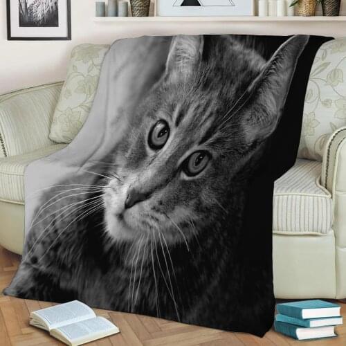 Aspiring Feline Flannel Throw Blanket 3D Printed Keep Warm Sofa Child Blanket Home Decor Textiles Dream Family Gift