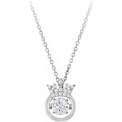 UFOORO S925 Sterling Silver Crown Necklace Smart Elegant Ornaments Accessories Love Gift Clavicle Chain