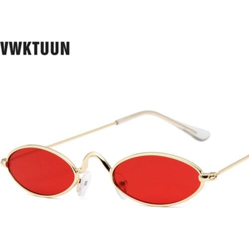 VWKTUUN Vintage Sunglasses Men Women 2020 Goggles Small Oval Sun glasses Metal Frame Sunglasses Outdoor Eyewear UV400 Points