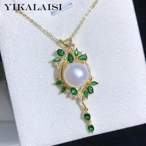 YIKALAISI 11-12mm Oblate Natural Freshwater Pearl Pendants Jewelry For Women 925 Sterling Silver Necklaces New Arrivals