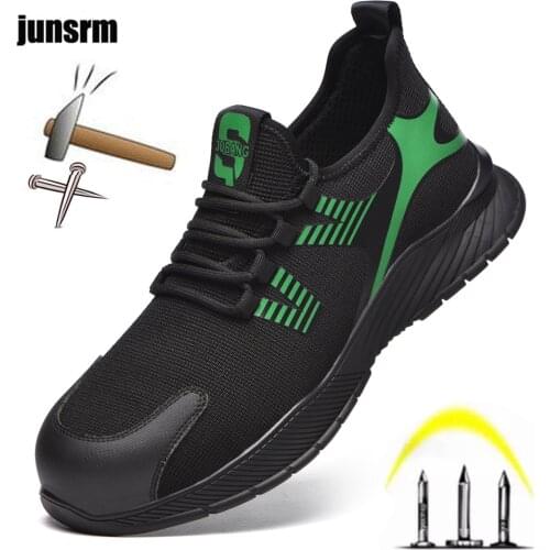 Safety shoes mens breathable lightweight sports steel toe work shoes soft and puncture-resistant work boots womens comfortable
