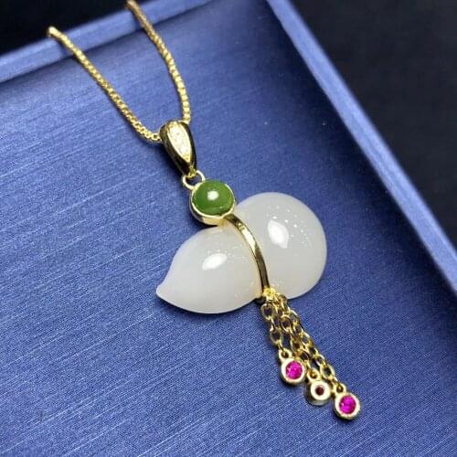 Xinjiang hetian jade Gourd pendant jade Pendant foot jinfu bag item pendant female jade fashion female Pendant