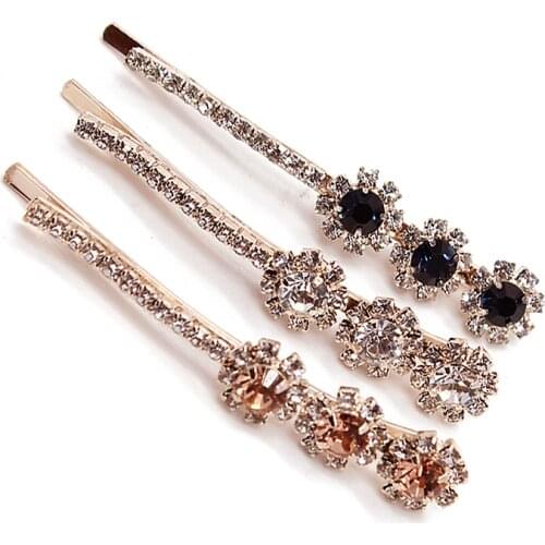 1 Pair Korean Fashion Luxurious Stone Hair Accessories Clip Round Rhinestone Crystal Hair Barrette For Women Hair Jewelry