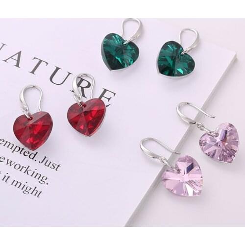 2021 Austria Crystal Silver Plated Earrings Blue Heart of Ocean Shaped Earring for Birthday Gift for Women pendientes mujer moda