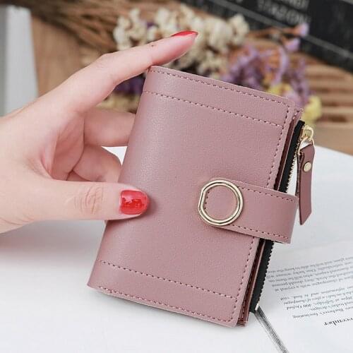 Women Cute Small Deer Wallet New Buckle Folding Girl Wallet Brand Designed Pu Leather Coin Purse Female Card Holder Leather Bag
